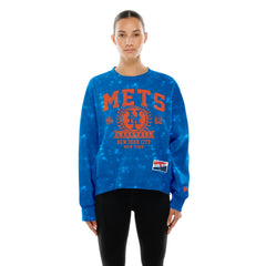 New York Mets New Era Women's Throwback Oversized Boxy Sweatshirt - Royal - New Era on Sale