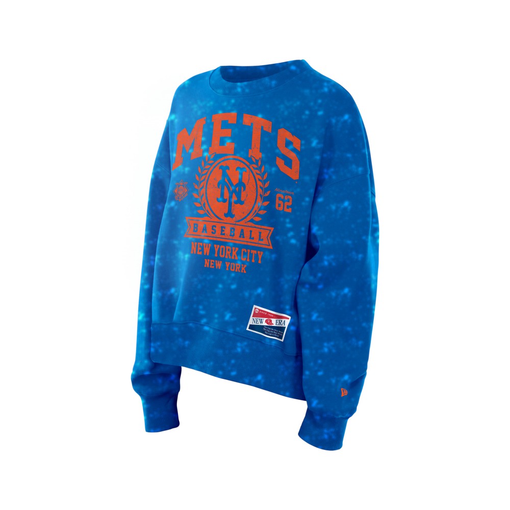 New York Mets New Era Women's Throwback Oversized Boxy Sweatshirt - Royal - New Era on Sale