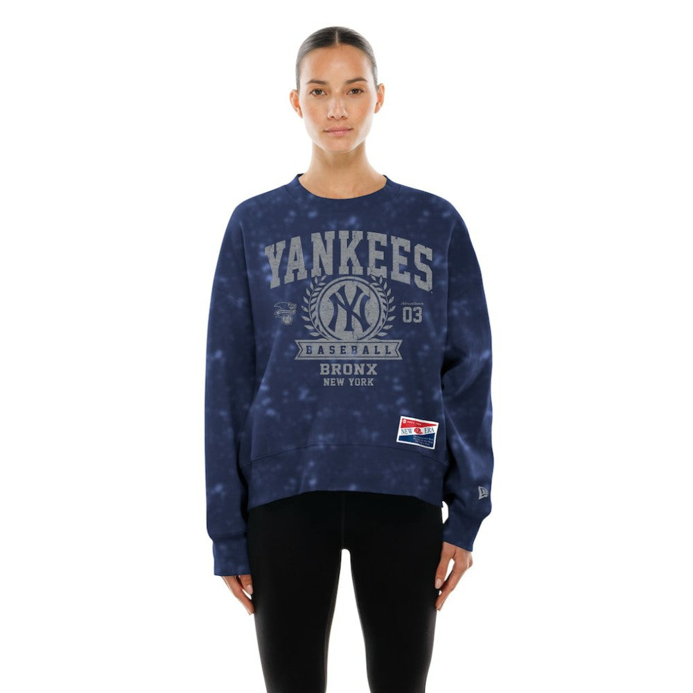 New York Yankees New Era Women's Throwback Oversized Boxy Sweatshirt - Navy - New Era Sale