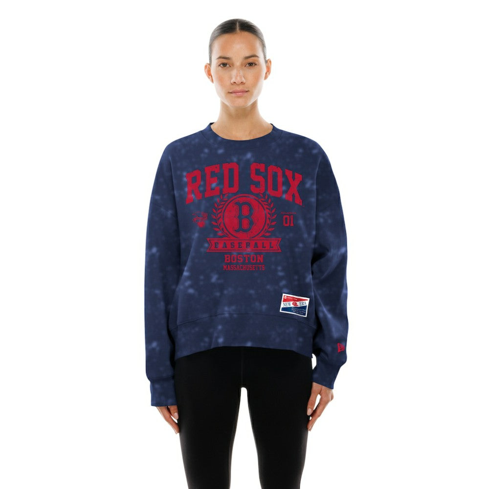 Boston Red Sox New Era Women's Throwback Oversized Boxy Sweatshirt - Navy - New Era Online