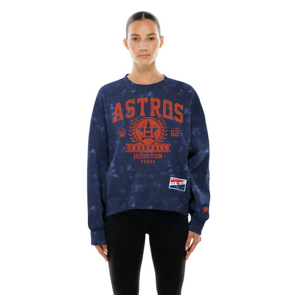 Houston Astros New Era Women's Throwback Oversized Boxy Sweatshirt - Navy - New Era Discount