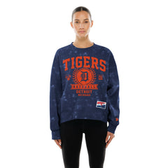 Detroit Tigers New Era Women's Throwback Oversized Boxy Sweatshirt - Navy - New Era on Sale