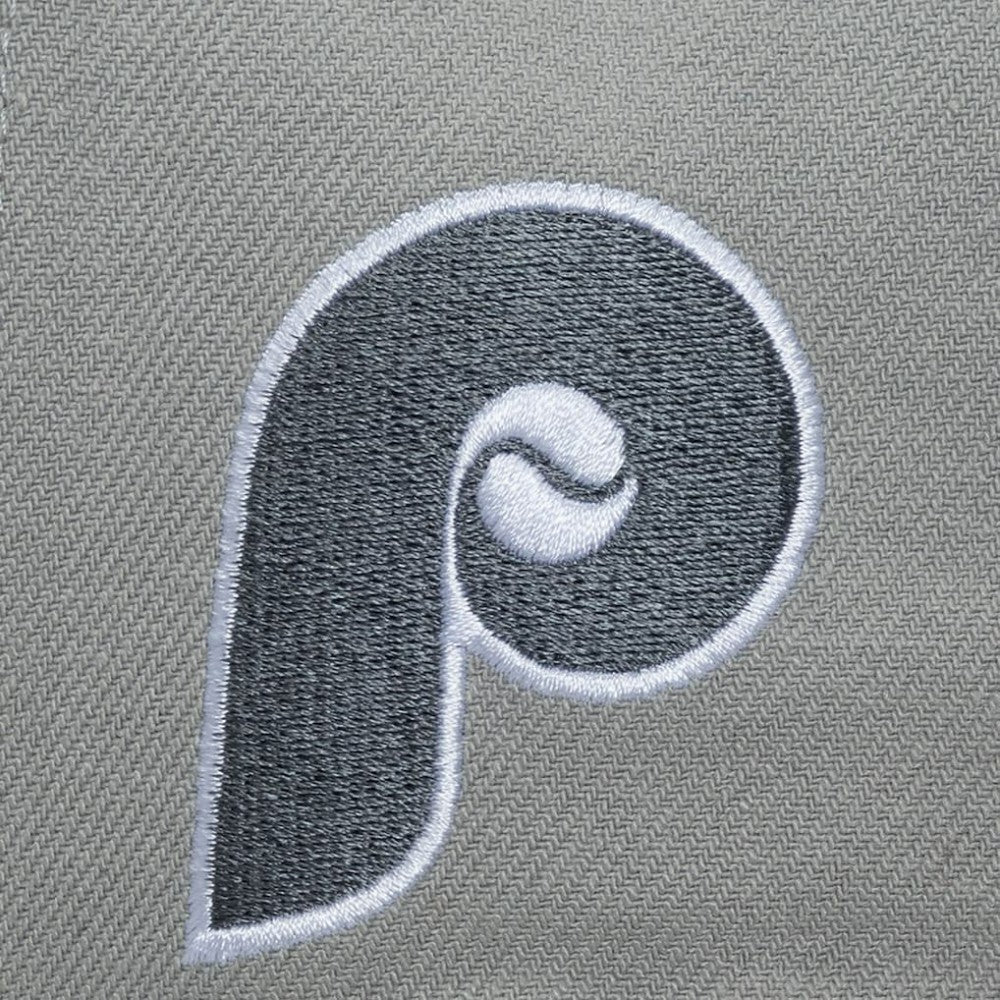 Philadelphia Phillies Mitchell & Ness Cooperstown Thunderstorm Head Coach Pro-Crown Adjustable Hat - Gray - Mitchell & Ness Discount