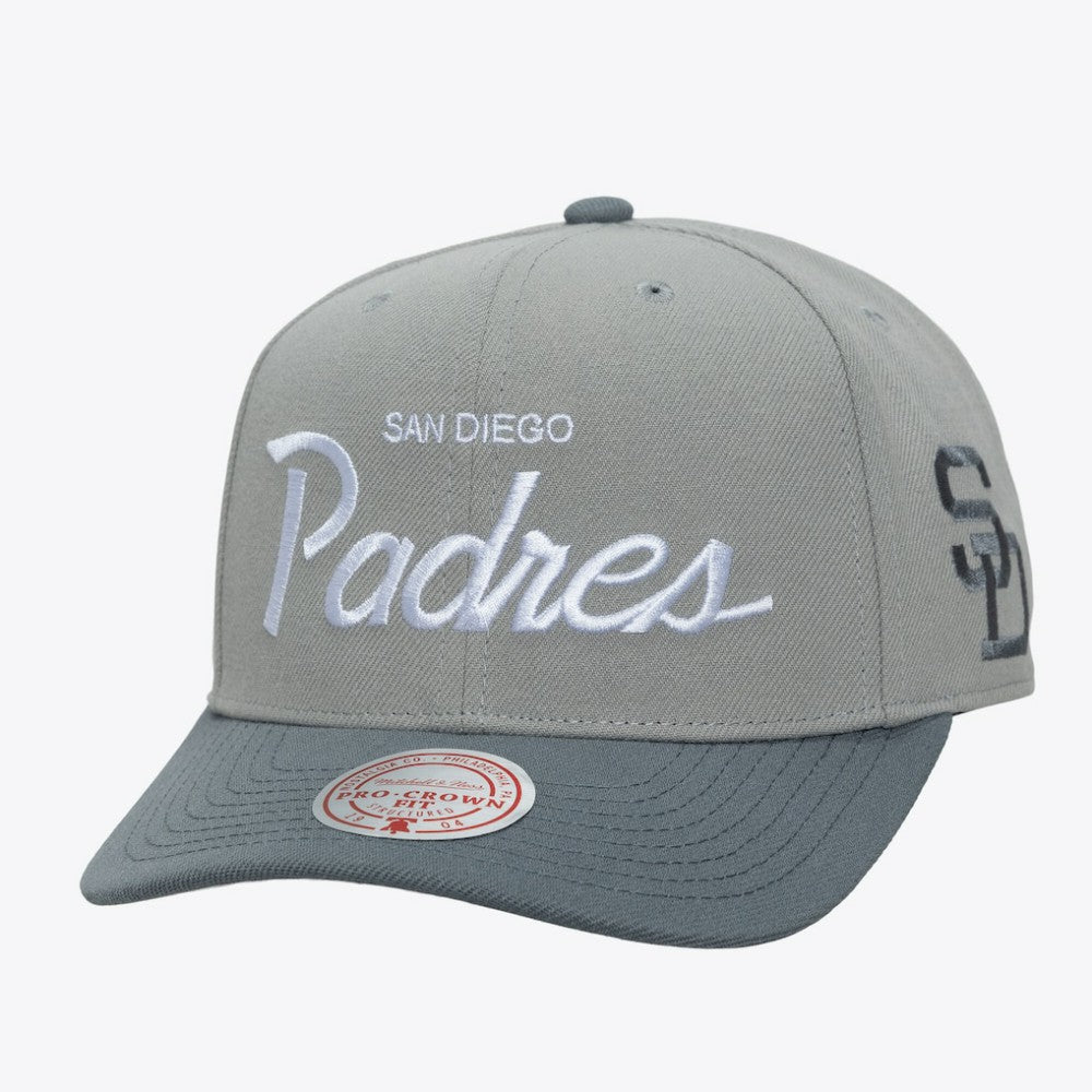 San Diego Padres Mitchell & Ness Cooperstown Thunderstorm Head Coach Pro-Crown Adjustable Hat - Gray - Mitchell & Ness Sale