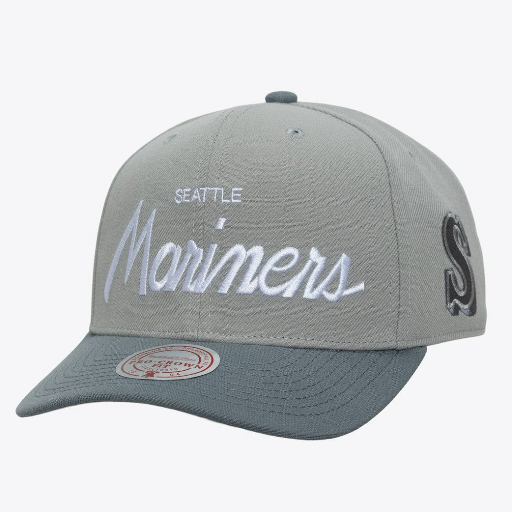 Seattle Mariners Mitchell & Ness Cooperstown Thunderstorm Head Coach Pro-Crown Adjustable Hat - Gray - Mitchell & Ness Lifestyle
