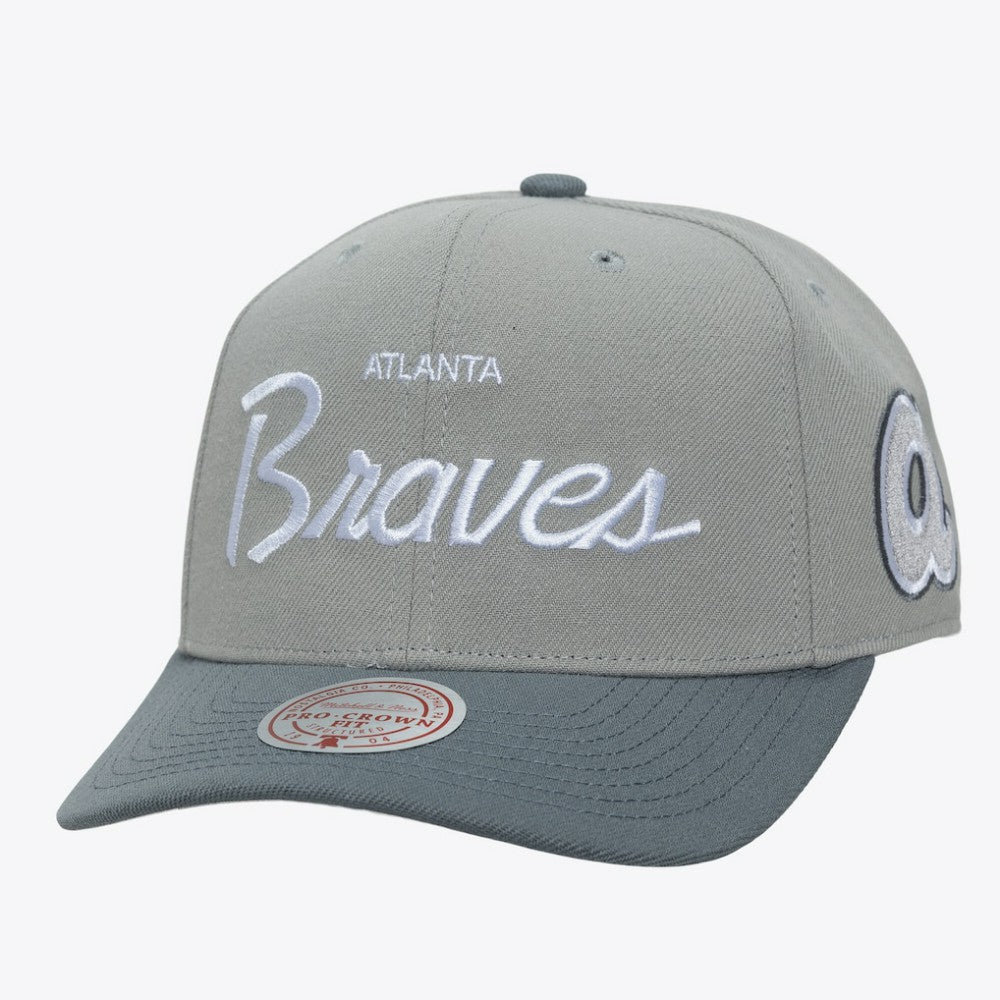 Atlanta Braves Mitchell & Ness Cooperstown Thunderstorm Head Coach Pro-Crown Adjustable Hat - Gray - Mitchell & Ness Discount