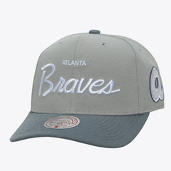 Atlanta Braves Mitchell & Ness Cooperstown Thunderstorm Head Coach Pro-Crown Adjustable Hat - Gray - Mitchell & Ness Discount