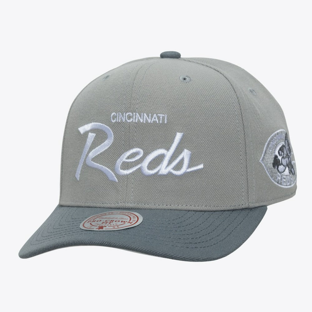 Cincinnati Reds Mitchell & Ness Cooperstown Thunderstorm Head Coach Pro-Crown Adjustable Hat - Gray - Mitchell & Ness Online