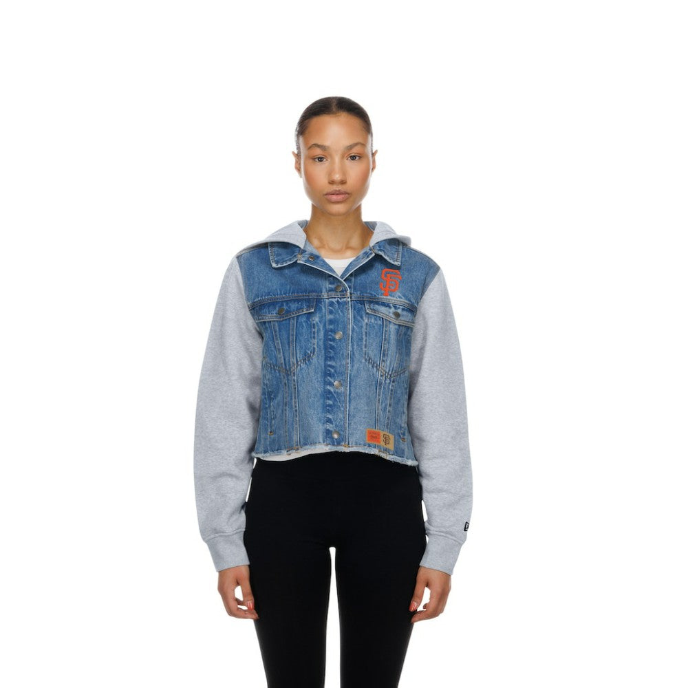San Francisco Giants New Era Women's Full-Snap Gameday Hybrid Hoodie - Denim - New Era Discount