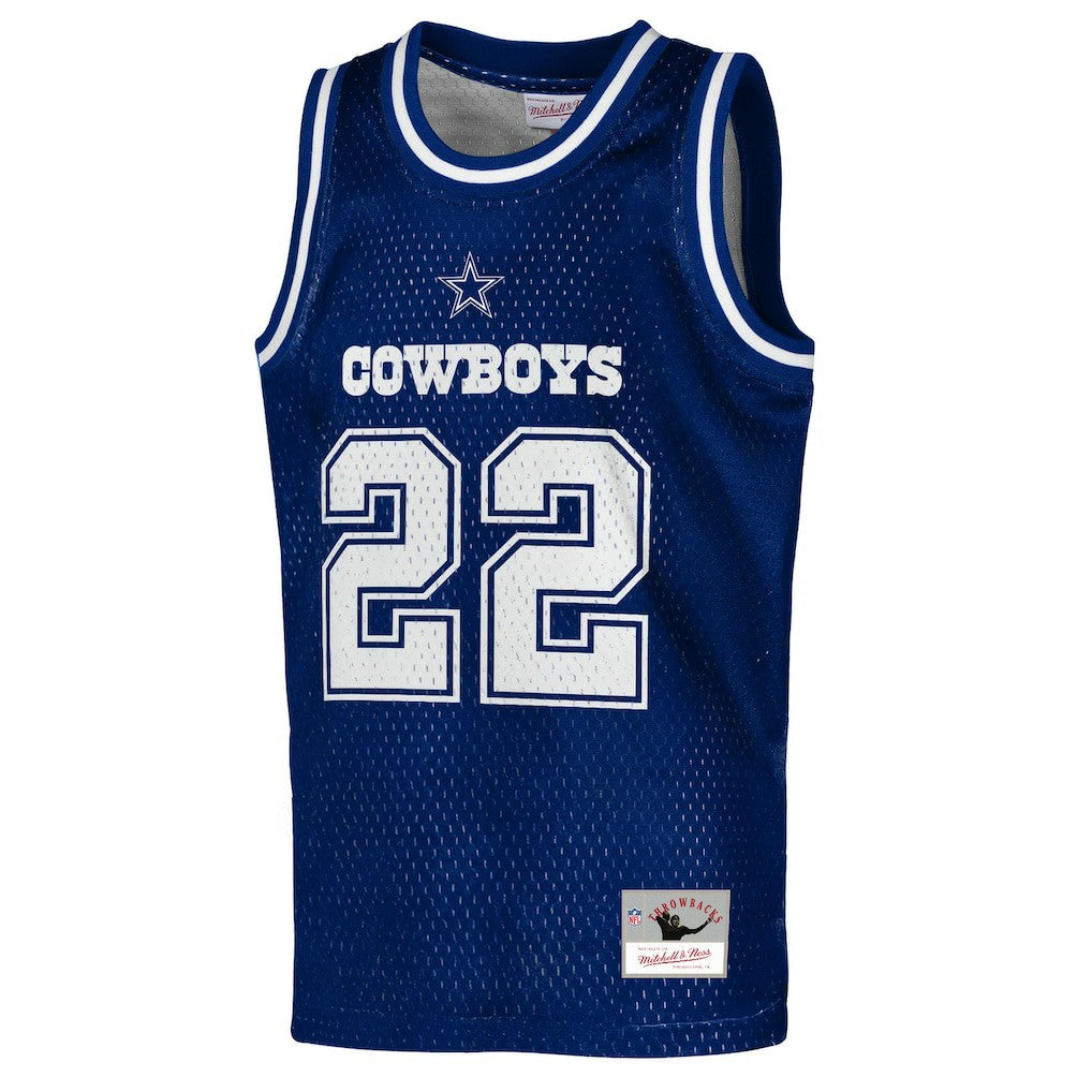 Mitchell & Ness Emmitt Smith Dallas Cowboys Youth Retired Player NFL Basketball Fashion Jersey Navy