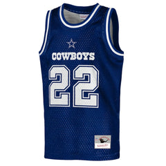 Mitchell & Ness Emmitt Smith Dallas Cowboys Youth Retired Player NFL Basketball Fashion Jersey Navy
