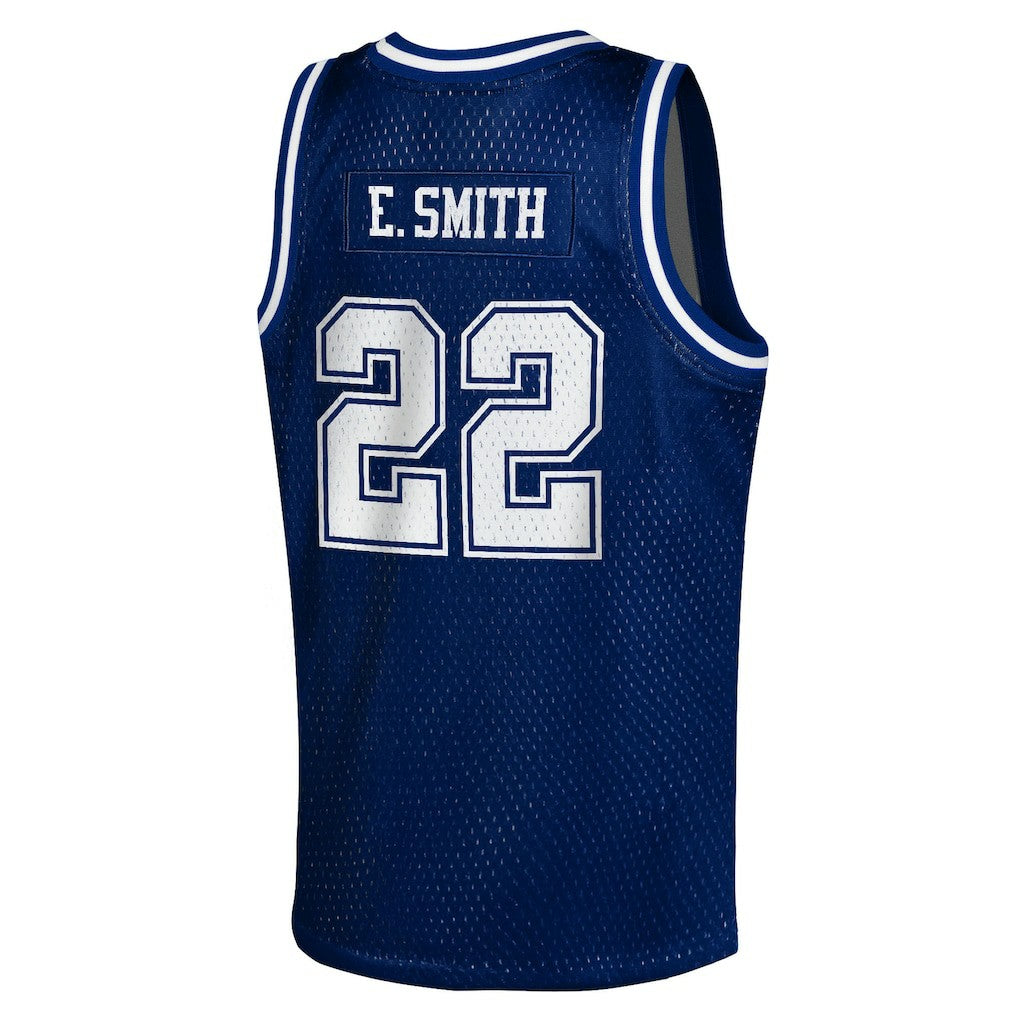 Mitchell & Ness Emmitt Smith Dallas Cowboys Youth Retired Player NFL Basketball Fashion Jersey Navy