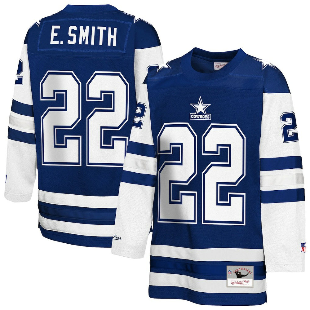 Mitchell & Ness Emmitt Smith Dallas Cowboys Youth Hockey Fashion Jersey Navy