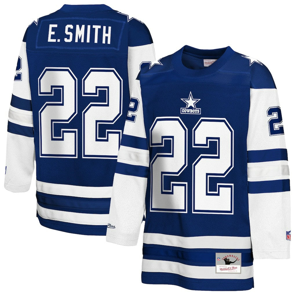 Mitchell & Ness Emmitt Smith Dallas Cowboys Youth Hockey Fashion Jersey Navy