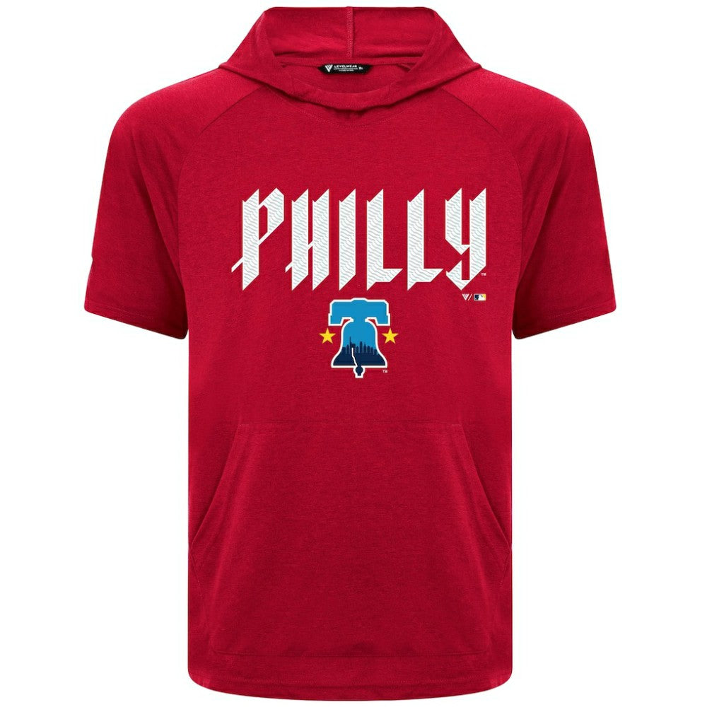 Philadelphia Phillies Levelwear City Connect Phase Back Plash Hoodie T-Shirt - Red - MLB on Sale