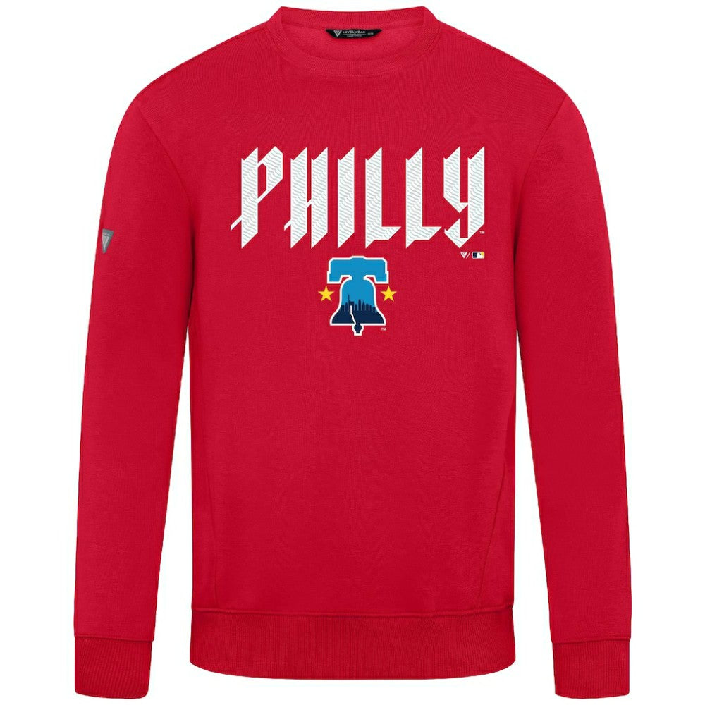 Philadelphia Phillies Levelwear City Connect Zane Back Splash Sweatshirt - Red - MLB Discount