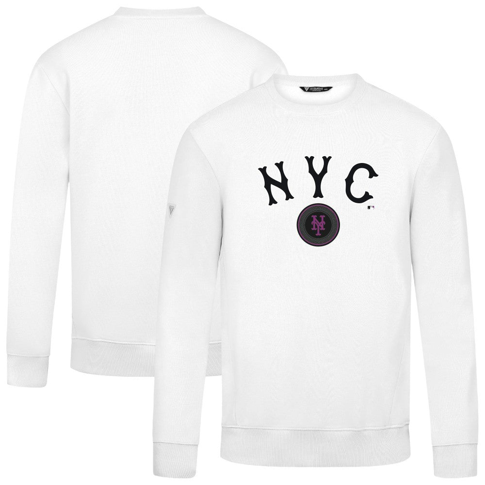 New York Mets Levelwear City Connect Zane Back Splash Sweatshirt - White - MLB Lifestyle
