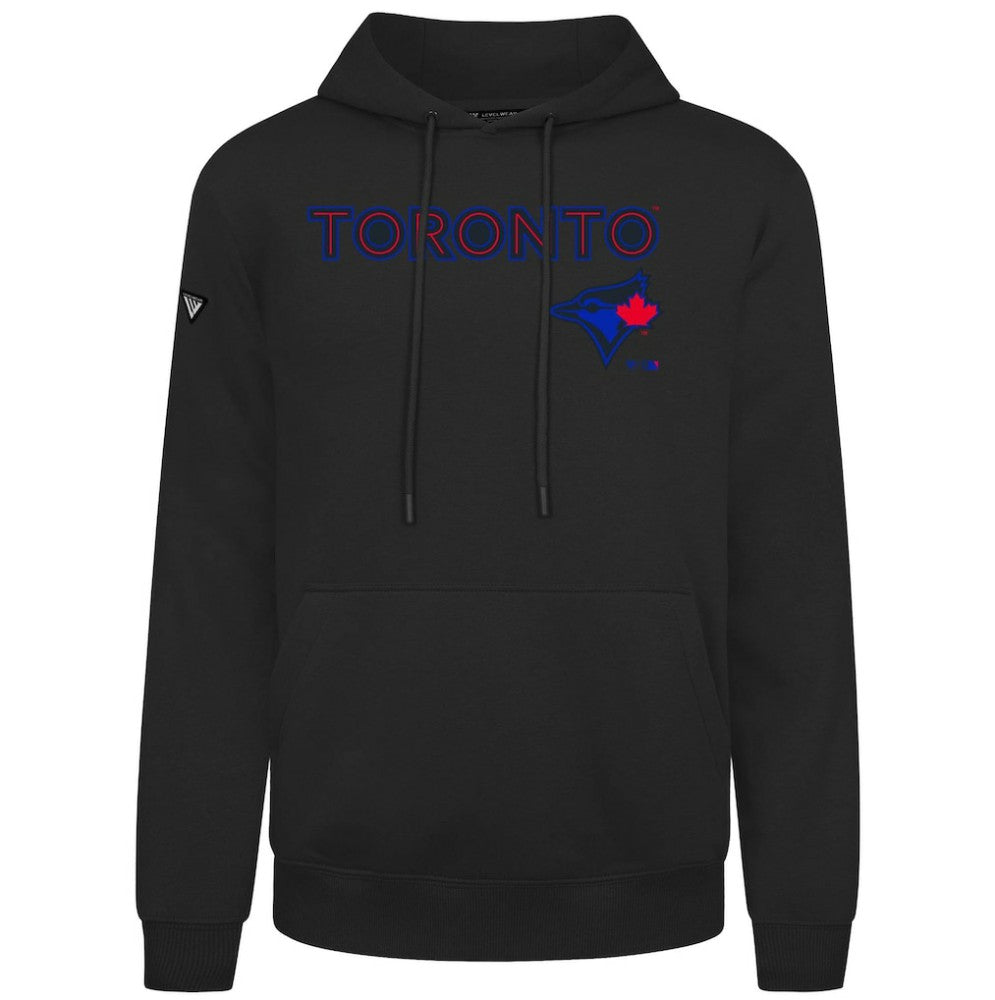 Toronto Blue Jays Levelwear City Connect Podium Back Splash Pullover Hoodie - Black - MLB Lifestyle