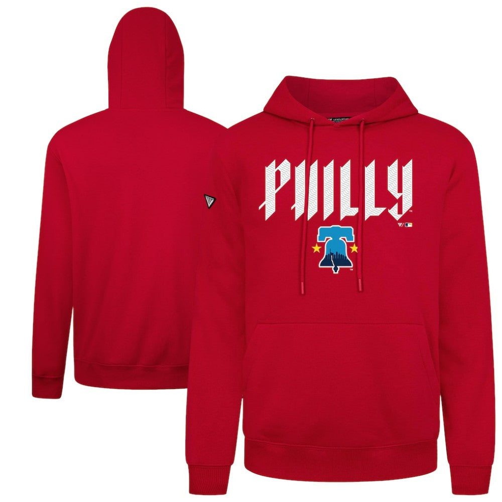Philadelphia Phillies Levelwear City Connect Podium Back Splash Pullover Hoodie - Red - MLB Lifestyle