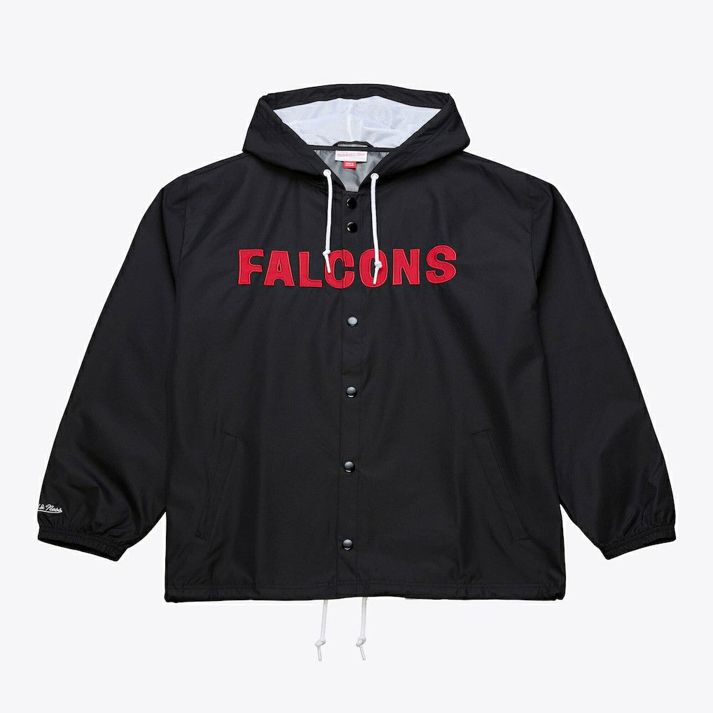 Mitchell & Ness Atlanta Falcons Coaches Full-Snap Hooded Windbreaker Jacket Black