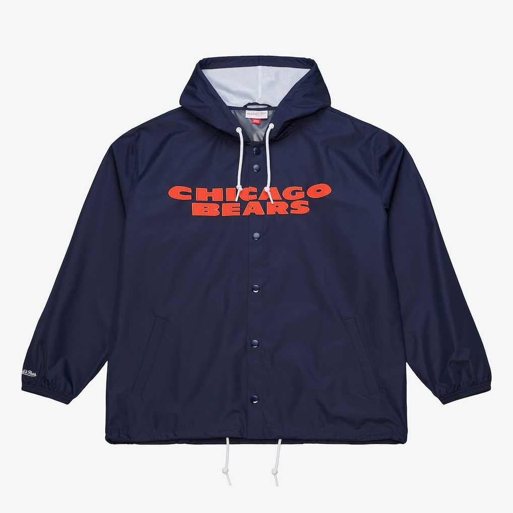 Mitchell & Ness Chicago Bears Coaches Full-Snap Hooded Windbreaker Jacket Navy
