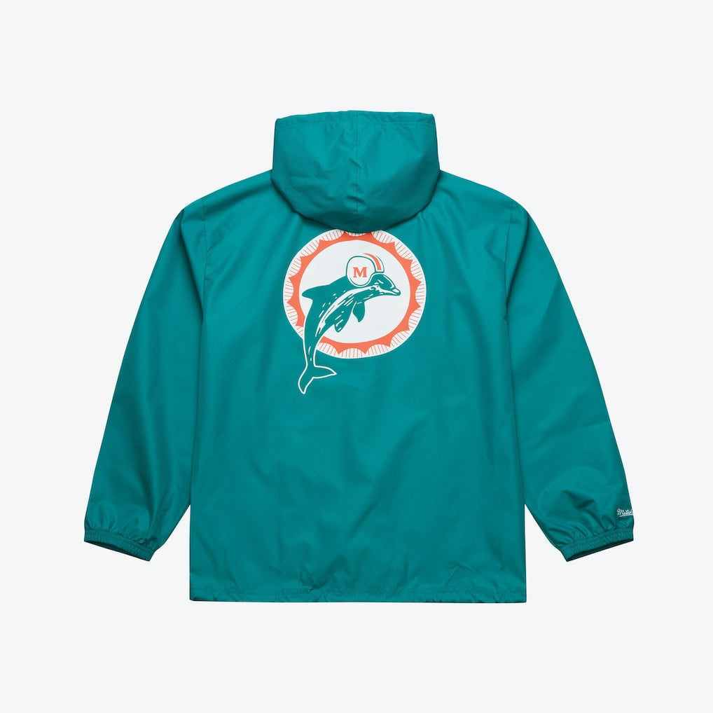 Mitchell & Ness Miami Dolphins Coaches Full-Snap Hooded Windbreaker Jacket Aqua