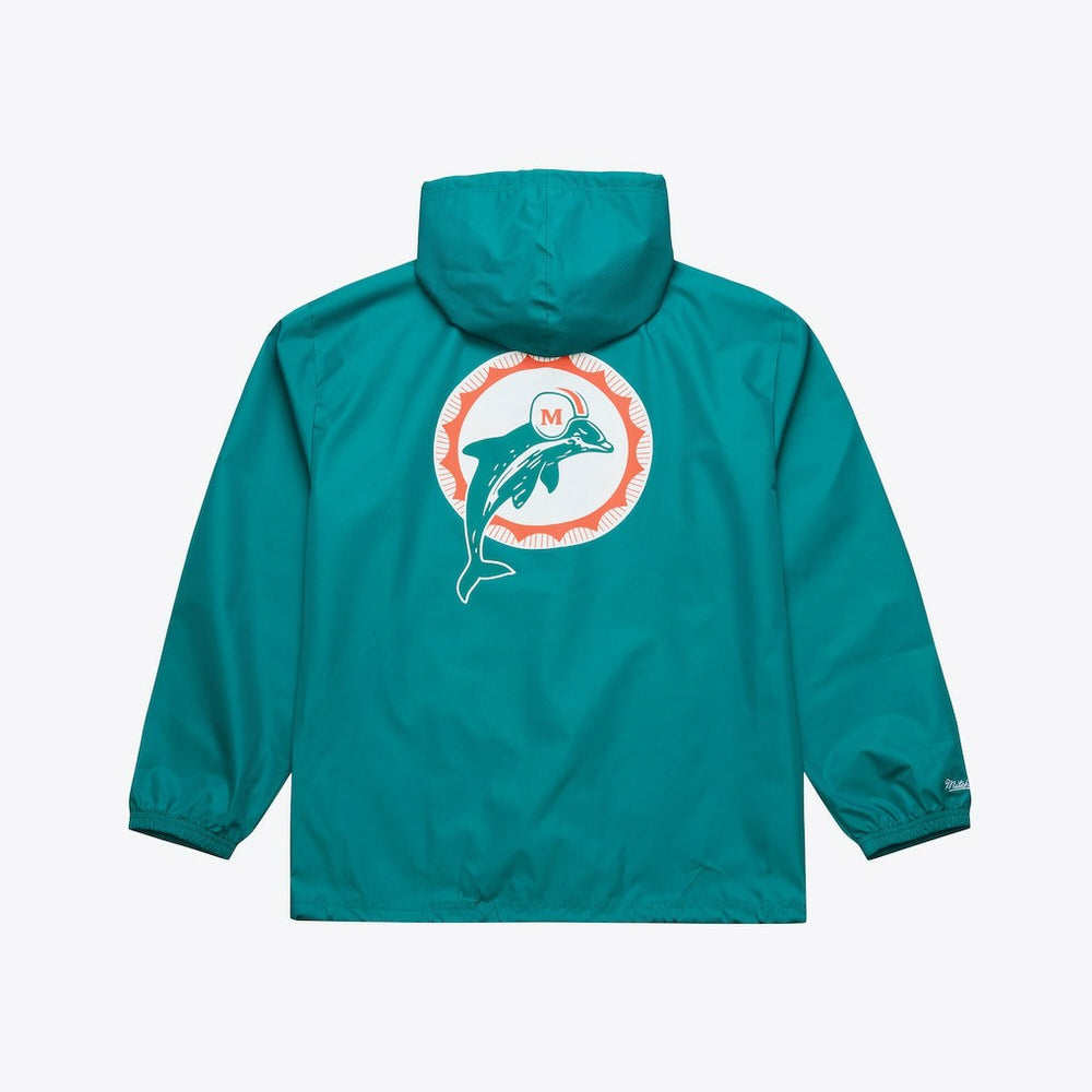Mitchell & Ness Miami Dolphins Coaches Full-Snap Hooded Windbreaker Jacket Aqua