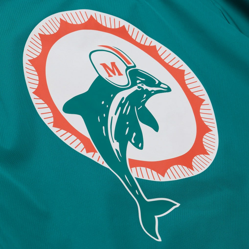Mitchell & Ness Miami Dolphins Coaches Full-Snap Hooded Windbreaker Jacket Aqua