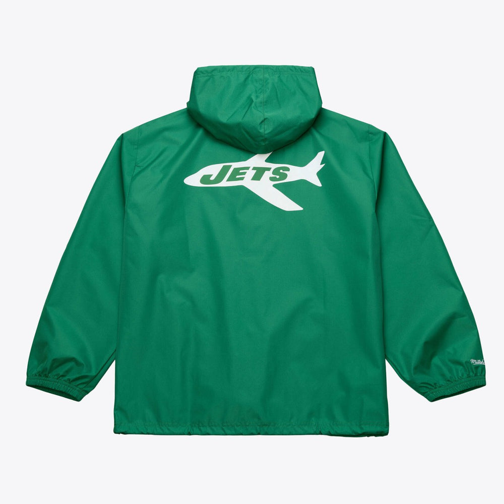 Mitchell & Ness New York Jets Coaches Full-Snap Hooded Windbreaker Jacket Green