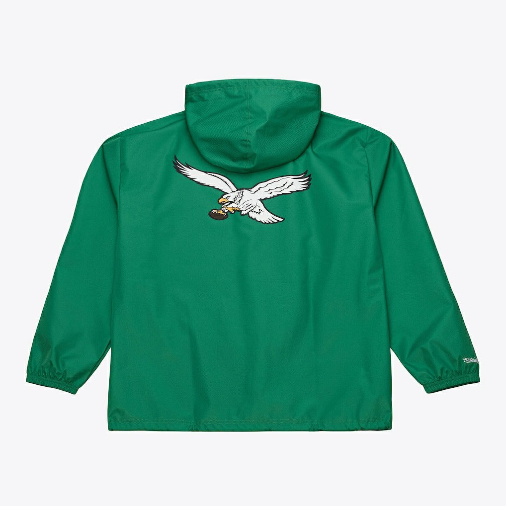 Mitchell & Ness Philadelphia Eagles Coaches Full-Snap Hooded Windbreaker Jacket Kelly Green