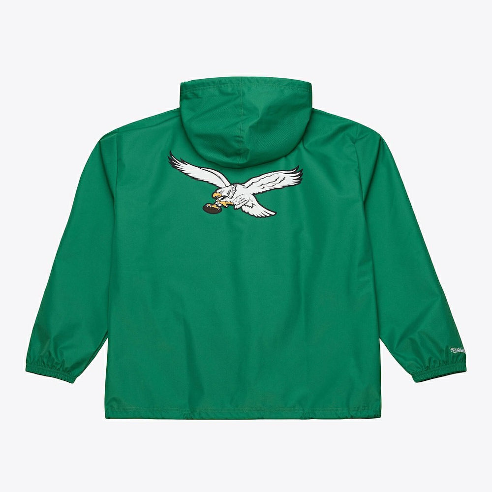 Mitchell & Ness Philadelphia Eagles Coaches Full-Snap Hooded Windbreaker Jacket Kelly Green