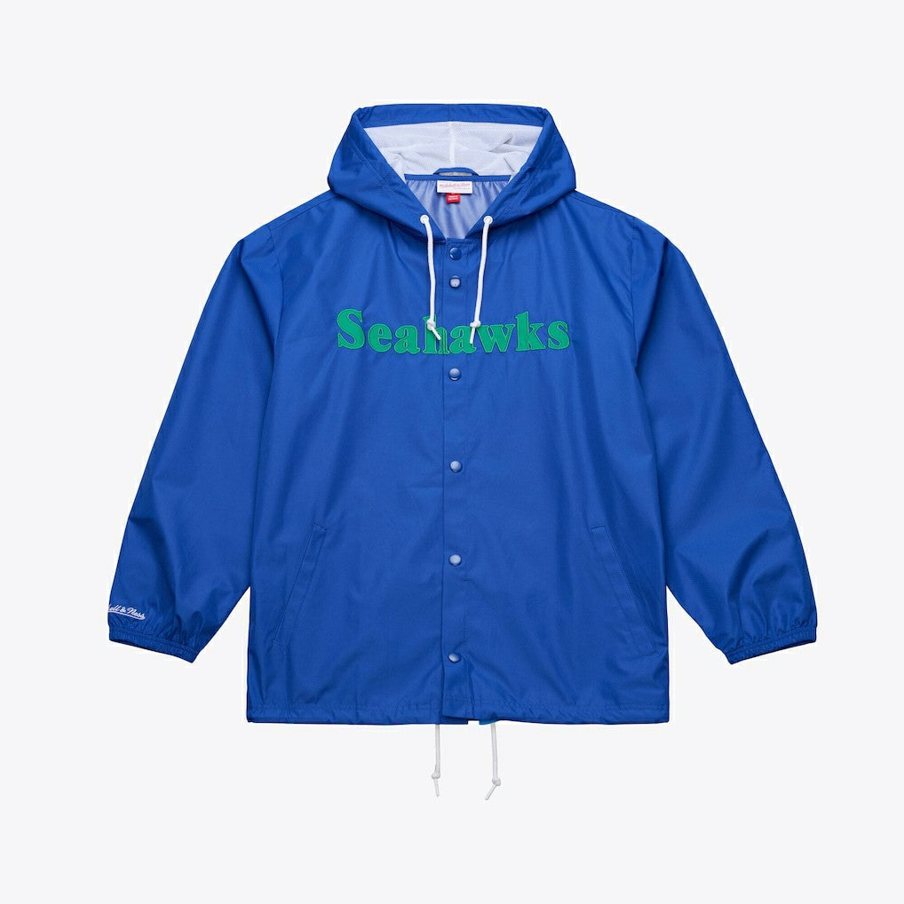 Mitchell & Ness Seattle Seahawks Coaches Full-Snap Hooded Windbreaker Jacket Royal