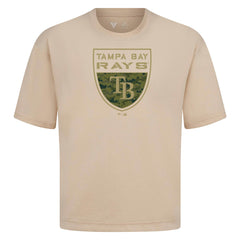 Tampa Bay Rays Levelwear Oversized Luxe Signature Knit Buckler T-Shirt - Khaki - MLB Sale