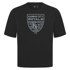 Kansas City Royals Levelwear Oversized Luxe Signature Knit Buckler T-Shirt - Black - MLB Sale