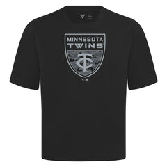 Minnesota Twins Levelwear Oversized Luxe Signature Knit Buckler T-Shirt - Black - MLB Sale