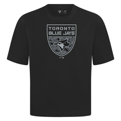 Toronto Blue Jays Levelwear Oversized Luxe Signature Knit Buckler T-Shirt - Black - MLB on Sale