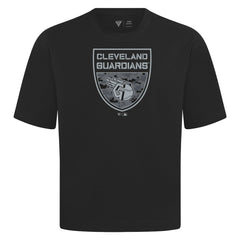 Cleveland Guardians Levelwear Oversized Luxe Signature Knit Buckler T-Shirt - Black - MLB Discount