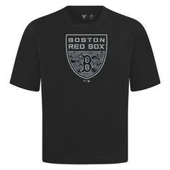 Boston Red Sox Levelwear Oversized Luxe Signature Knit Buckler T-Shirt - Black - MLB Sale