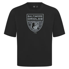 Baltimore Orioles Levelwear Oversized Luxe Signature Knit Buckler T-Shirt - Black - MLB Discount