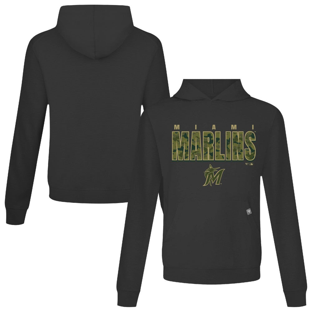 Miami Marlins Levelwear Relay Protect Pullover Hoodie - Black - MLB on Sale