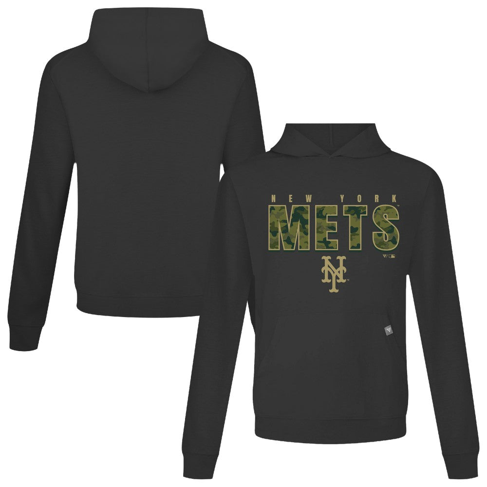 New York Mets Levelwear Relay Protect Pullover Hoodie - Black - MLB Lifestyle