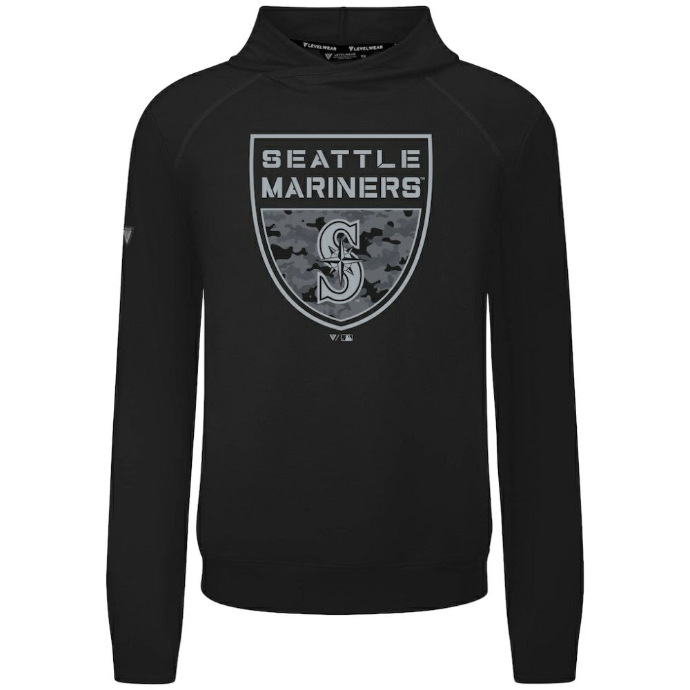 Seattle Mariners Levelwear Mandate Buckler Tri-Blend Pullover Hoodie - Black - MLB Sale