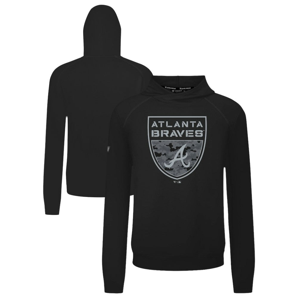 Atlanta Braves Levelwear Mandate Buckler Tri-Blend Pullover Hoodie - Black - MLB Online