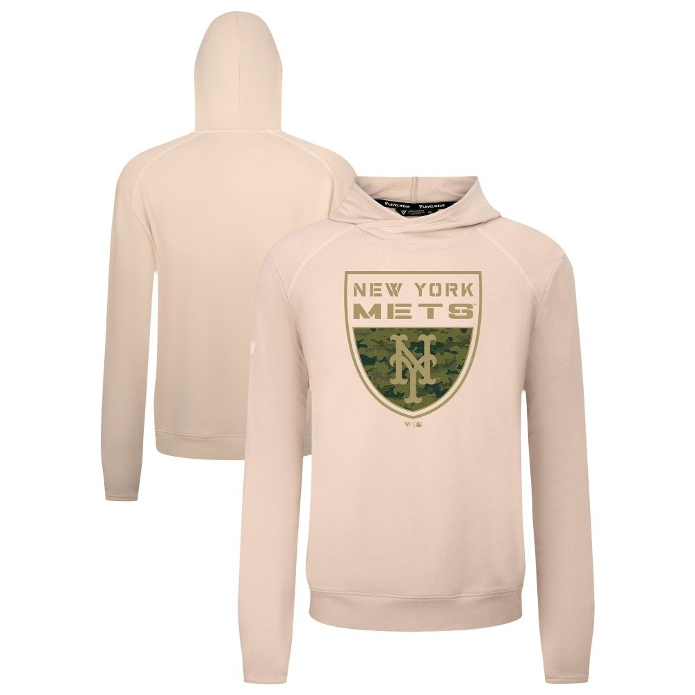 New York Mets Levelwear Mandate Buckler Tri-Blend Pullover Hoodie - Khaki - MLB Online