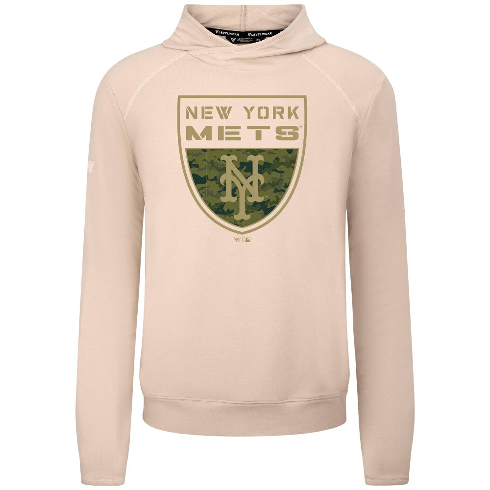 New York Mets Levelwear Mandate Buckler Tri-Blend Pullover Hoodie - Khaki - MLB Online