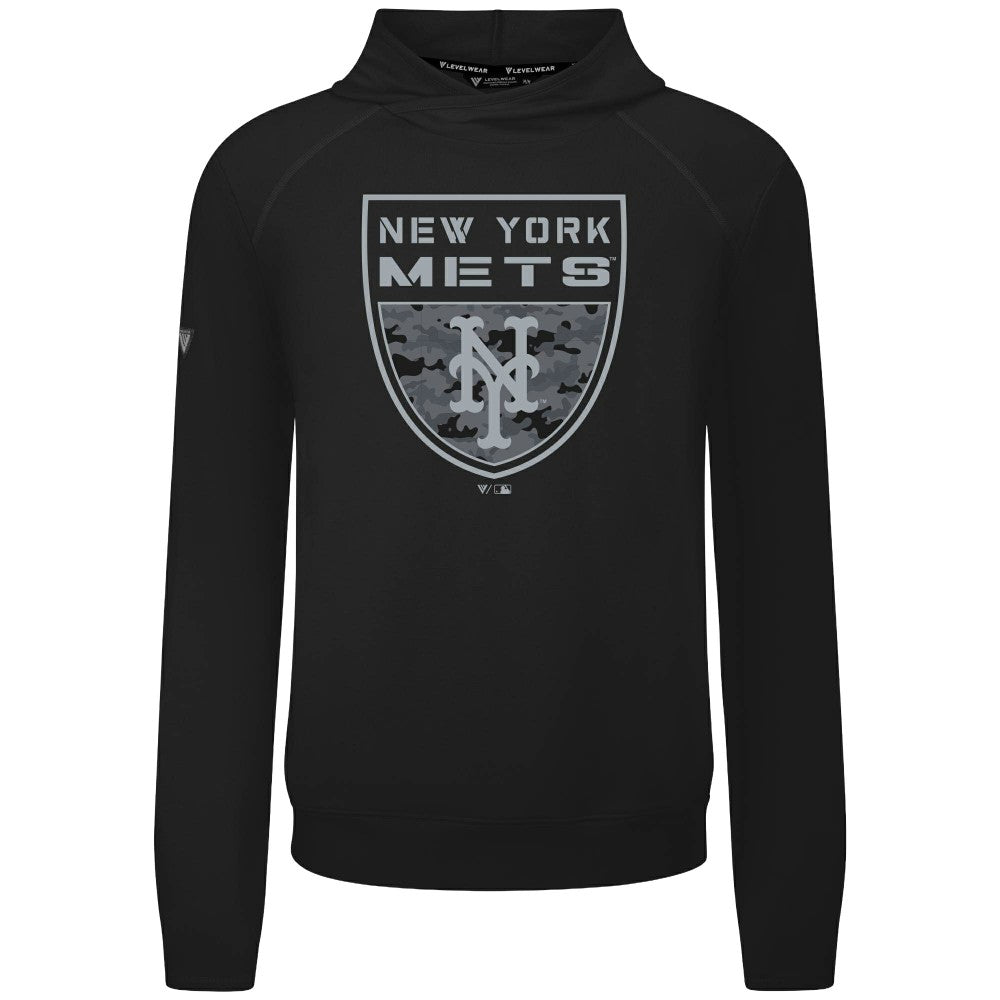 New York Mets Levelwear Mandate Buckler Tri-Blend Pullover Hoodie - Black - MLB Sale