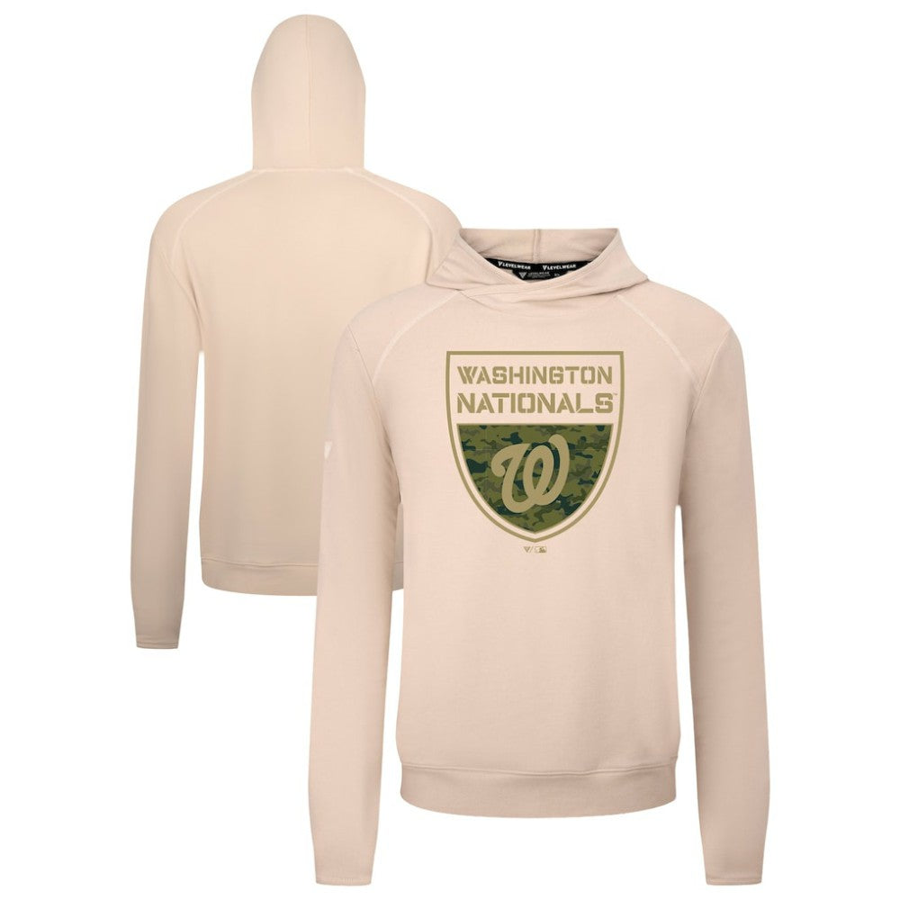 Washington Nationals Levelwear Mandate Buckler Tri-Blend Pullover Hoodie - Khaki - MLB Discount