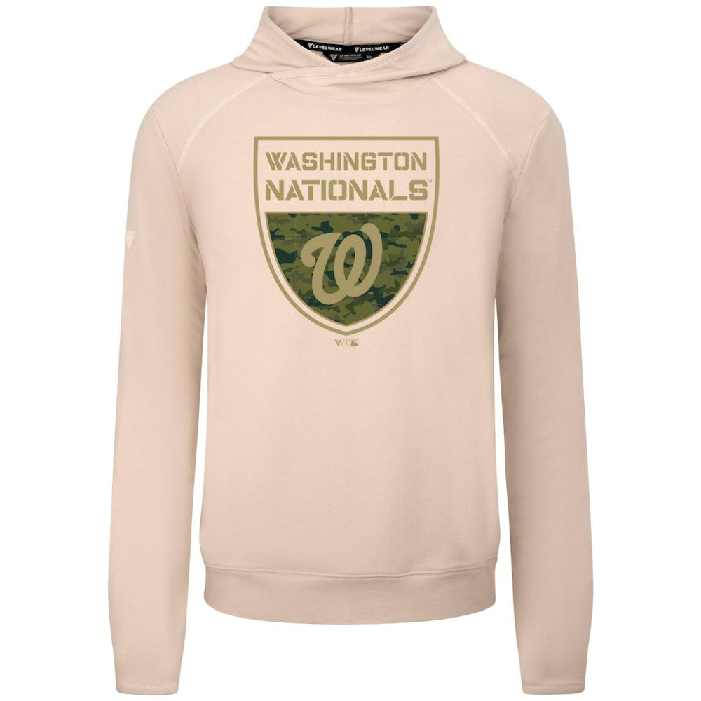 Washington Nationals Levelwear Mandate Buckler Tri-Blend Pullover Hoodie - Khaki - MLB Discount