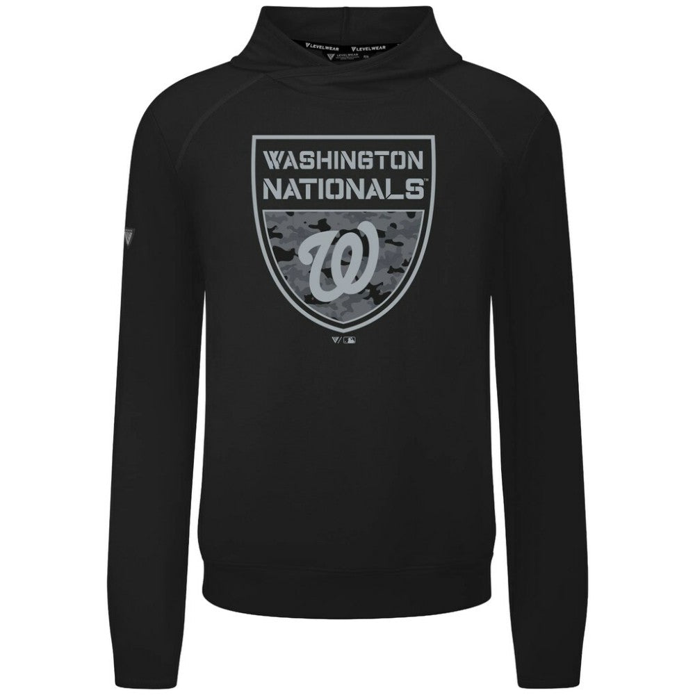 Washington Nationals Levelwear Mandate Buckler Tri-Blend Pullover Hoodie - Black - MLB Discount