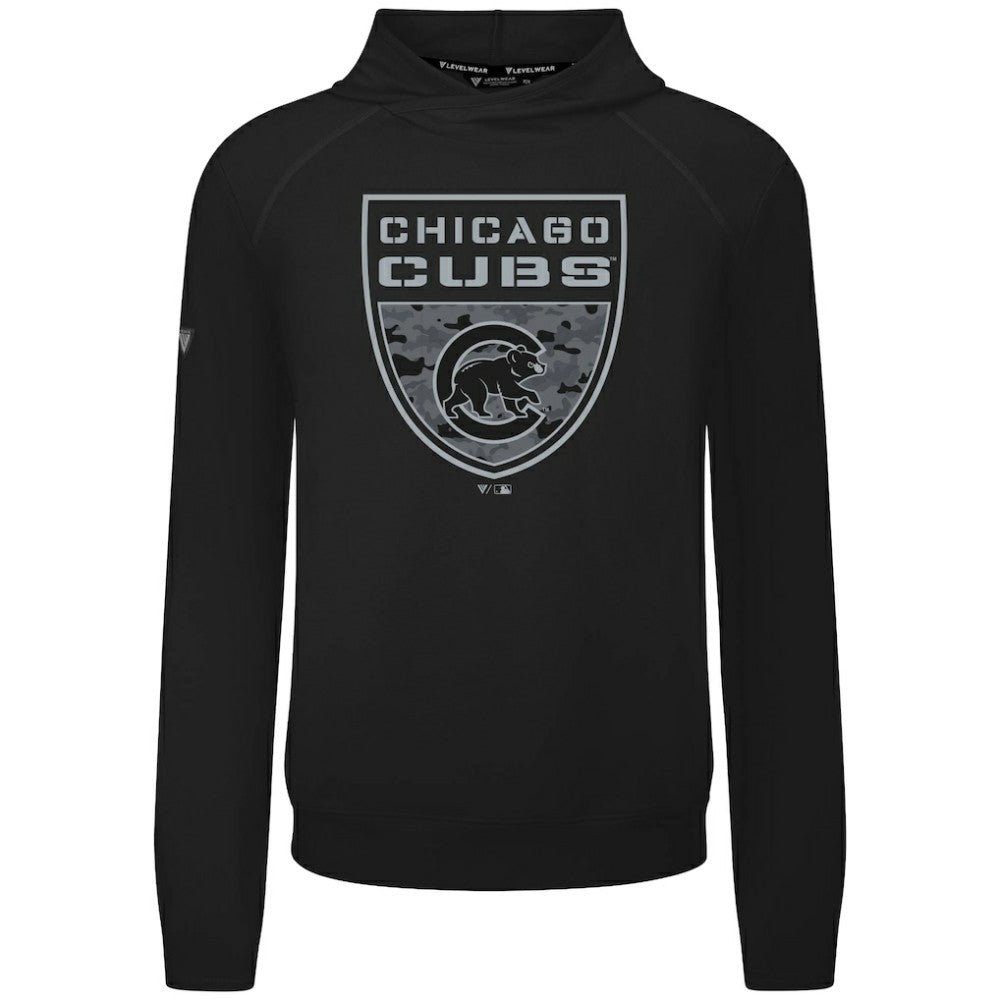 Chicago Cubs Levelwear Mandate Buckler Tri-Blend Pullover Hoodie - Black - MLB Discount